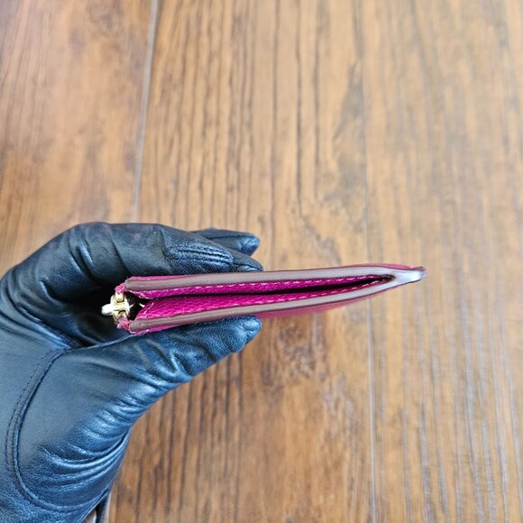 Coach Crossgrain Leather Keychain Pouch Fuschia With Gold Accents NWOT - Picture 8 of 10